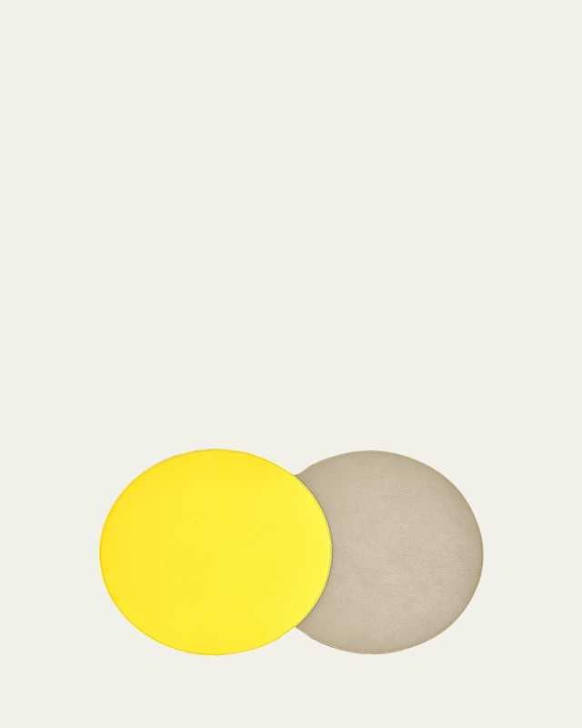 Faux Textured Leather Round Reversible Placemat